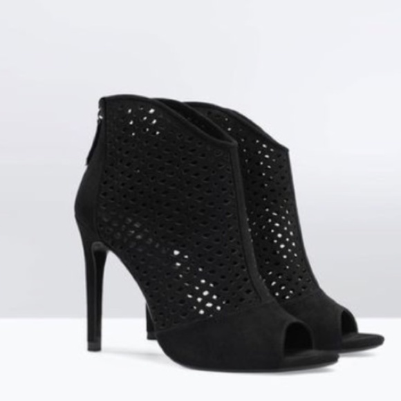 Zara Shoes - Zara Peep Toe Cutout Bootie Suede